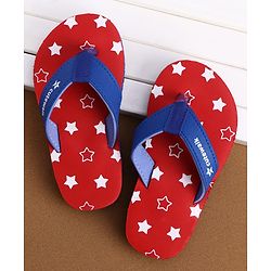 Cute Walk by Babyhug Flip Flops with Star Print - Red