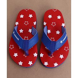 Cute Walk by Babyhug Flip Flops with Star Print - Red