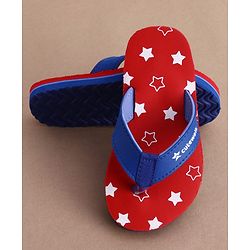 Cute Walk by Babyhug Flip Flops with Star Print - Red