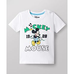 Babyhug Disney Cotton Knit T-Shirts Half Sleeve with Mickey Mouse Graphic Multi Color 3-6 Months Pack of 2