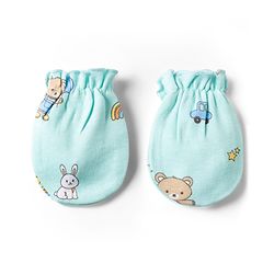 Babyhug 100% Cotton Knit Bear Printed Cap Mittens & Booties Set Multicolor - Diameter 10 cm