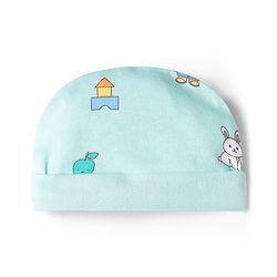 Babyhug 100% Cotton Knit Bear Printed Cap Mittens & Booties Set Multicolor - Diameter 10 cm