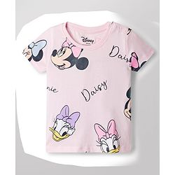 Babyhug Disney Cotton Knit T-Shirts Half Sleeve with Minnie and Friends Graphic Multi Color 3-6 Months Pack of 2