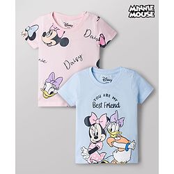 Babyhug Disney Cotton Knit T-Shirts Half Sleeve with Minnie and Friends Graphic Multi Color 3-6 Months Pack of 2