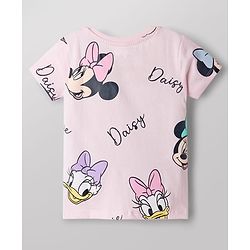 Babyhug Disney Cotton Knit T-Shirts Half Sleeve with Minnie and Friends Graphic Multi Color 3-6 Months Pack of 2