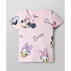 Babyhug Disney Cotton Knit T-Shirts Half Sleeve with Minnie and Friends Graphic Multi Color 3-6 Months Pack of 2