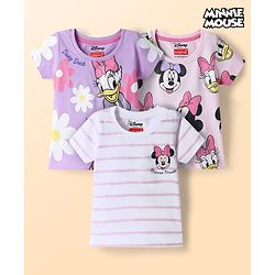 Babyhug Disney Single Jersey Knit Half Sleeves T-Shirts with Minnie & Friends Graphics Pack of 3 - Multicolor