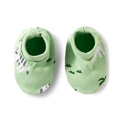 Babyhug 100% Cotton Knit Zebra Printed Cap Mittens & Booties Set Light Green - Diameter 16 cm
