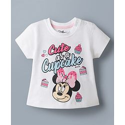 Babyhug Disney Single Jersey Knit Half Sleeves T-Shirt & Shorts Night Suit with Minnie Mouse Graphics - White