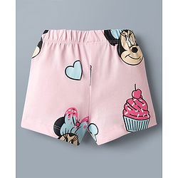 Babyhug Disney Single Jersey Knit Half Sleeves T-Shirt & Shorts Night Suit with Minnie Mouse Graphics - White