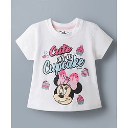 Babyhug Disney Single Jersey Knit Half Sleeves T-Shirt & Shorts Night Suit with Minnie Mouse Graphics - White
