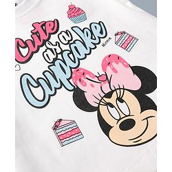 Babyhug Disney Single Jersey Knit Half Sleeves T-Shirt & Shorts Night Suit with Minnie Mouse Graphics - White