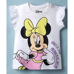 Babyhug Disney Single Jersey Knit Half Sleeves T-Shirt & Shorts Night Suit with Minnie Mouse Graphics - White