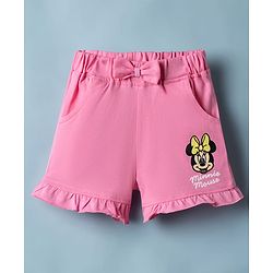 Babyhug Disney Single Jersey Knit Half Sleeves T-Shirt & Shorts Night Suit with Minnie Mouse Graphics - White