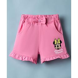 Babyhug Disney Single Jersey Knit Half Sleeves T-Shirt & Shorts Night Suit with Minnie Mouse Graphics - White