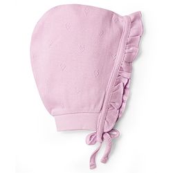 Babyhug 100% Cotton Knit Strawberry & Floral Printed Caps With Knot Pack Of 2 Multi Color - Diameter 16 cm