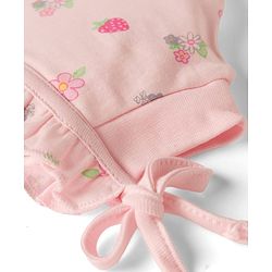 Babyhug 100% Cotton Knit Strawberry & Floral Printed Caps With Knot Pack Of 2 Multi Color - Diameter 16 cm
