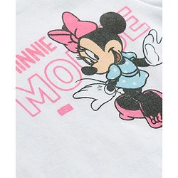Babyhug Disney Single Jersey  Knit T-Shirt with Minnie Mouse Graphic Half Sleeves Round Neck White 12-18 Months