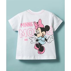 Babyhug Disney Single Jersey  Knit T-Shirt with Minnie Mouse Graphic Half Sleeves Round Neck White 12-18 Months