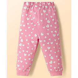 Babyhug Disney Single Jersey Knit Full Sleeves T-Shirt & Pyjama night Suit with Stitch Print - Pink