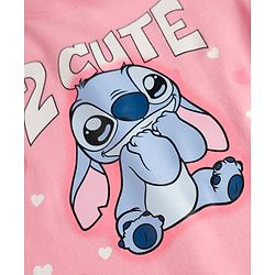 Babyhug Disney Single Jersey Knit Full Sleeves T-Shirt & Pyjama night Suit with Stitch Print - Pink