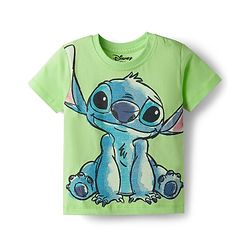 Babyhug Disney Single Jersey Knit Half Sleeves T-Shirt with Stitch Graphics - Green