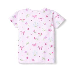 Babyhug 100% Cotton Interlock Knit Antibacterial Half Sleeves Jhablas With Floral Bow & Butterfly Print - Multicolor