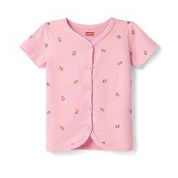 Babyhug 100% Cotton Interlock Knit Antibacterial Half Sleeves Jhablas With Floral Bow & Butterfly Print - Multicolor