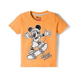 Babyhug Disney Single Jersey Knit Half Sleeves T-Shirt & Shorts Set With Mickey Mouse Graphics - Multicolor