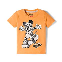 Babyhug Disney Single Jersey Knit Half Sleeves T-Shirt & Shorts Set With Mickey Mouse Graphics - Multicolor