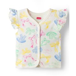 Babyhug 100% Cotton Knit Antibacterial Sleeveless Jhablas With Cat Bow & Polka Dot Print Pack of 3 - Multicolor