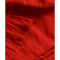 Babyhug Cotton Woven One Piece Frocks Frill Sleeves Round Neck Red 3-6 Months