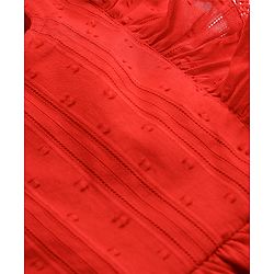 Babyhug Cotton Woven One Piece Frocks Frill Sleeves Round Neck Red 3-6 Months