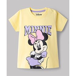 Babyhug Disney Single Jersey Knit Half Sleeves T-Shirt & Shorts Set with Minnie Mouse Graphics - Yellow