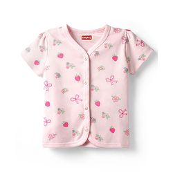 Babyhug 100% Cotton Interlock Knit Antibacterial Half Sleeves Jhablas With Floral & Strawberry Print Pack of 3 - Multicolor