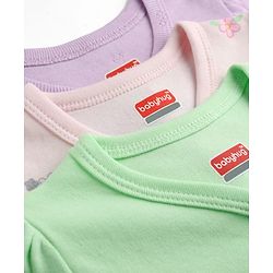 Babyhug 100% Cotton Interlock Knit Antibacterial Half Sleeves Jhablas With Floral & Strawberry Print Pack of 3 - Multicolor