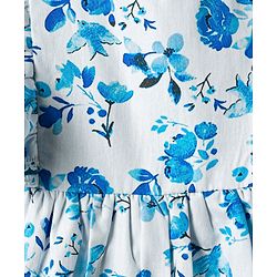 Babyhug Cotton Woven One Piece Dresses Frill Sleeves Floral Print White 6-9 Months