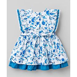 Babyhug Cotton Woven One Piece Dresses Frill Sleeves Floral Print White 6-9 Months