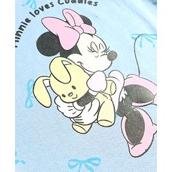 Babyhug Disney 100% Cotton Knit Half Sleeves T-Shirt & Shorts Night Suit With Minnie Mouse Graphic - Light Blue