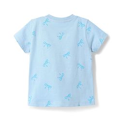 Babyhug Disney 100% Cotton Knit Half Sleeves T-Shirt & Shorts Night Suit With Minnie Mouse Graphic - Light Blue