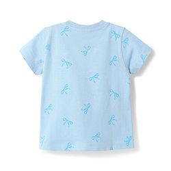 Babyhug Disney 100% Cotton Knit Half Sleeves T-Shirt & Shorts Night Suit With Minnie Mouse Graphic - Light Blue