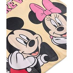 Babyhug Disney Single Jersey Knit Half Sleeves T-shirt & Denim Shorts With Minnie Mouse Graphic - Yellow
