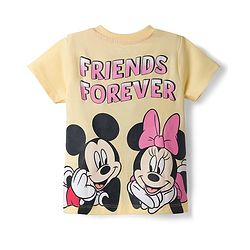 Babyhug Disney Single Jersey Knit Half Sleeves T-shirt & Denim Shorts With Minnie Mouse Graphic - Yellow