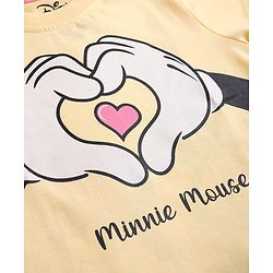 Babyhug Disney Single Jersey Knit Half Sleeves T-shirt & Denim Shorts With Minnie Mouse Graphic - Yellow