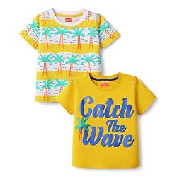 Babyhug Cotton Knit T-Shirts Half Sleeves with Graphics Pack of 2 Multi Color 6-9 Months