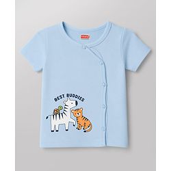 Babyhug 100% Cotton Knit Antibacterial Half Sleeves Jhablas with Zebra & Tiger Print Pack of 3 - Multicolor