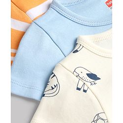 Babyhug 100% Cotton Knit Antibacterial Half Sleeves Jhablas with Zebra & Tiger Print Pack of 3 - Multicolor
