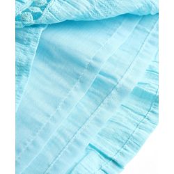 Babyhug Cotton Woven Frill Sleeves Solid Textured Frock With Lace Detailing - Light Blue