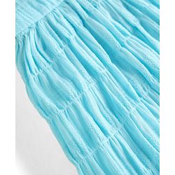 Babyhug Cotton Woven Frill Sleeves Solid Textured Frock With Lace Detailing - Light Blue