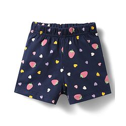 Babyhug Cotton Knit Half Sleeves Strawberry & Hearts Printed Co-Ords Top & Shorts Night Suit - Navy Blue